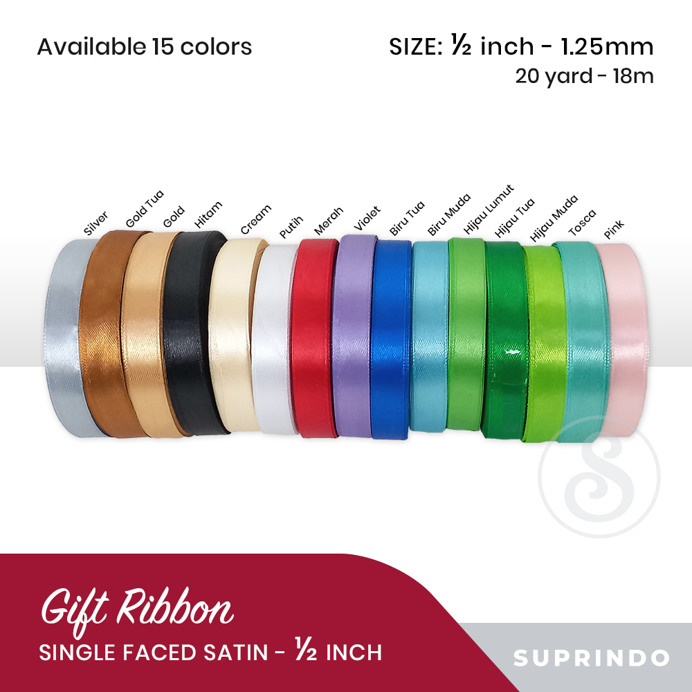 

Pita Satin (Single faced satin) 1/2 INCH - per roll