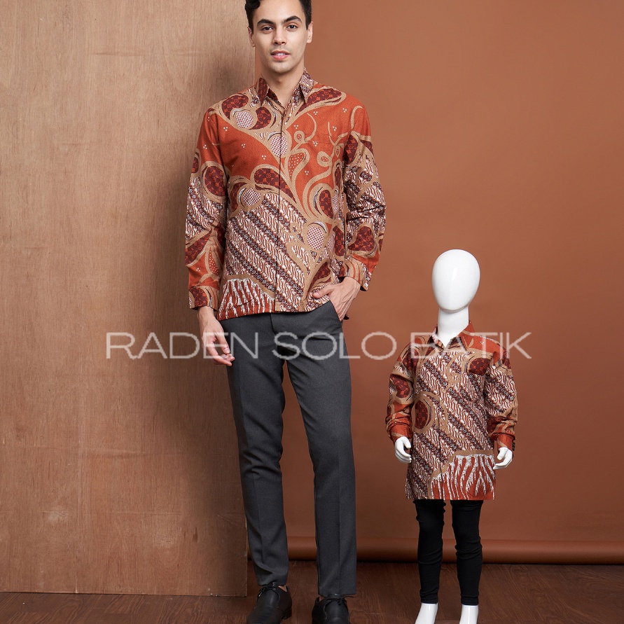 Hemat Tanpa Kompromi Kemeja Batik Pria Couple Ayah Anak rna Teracota Batik Couple Teracota Batik rna