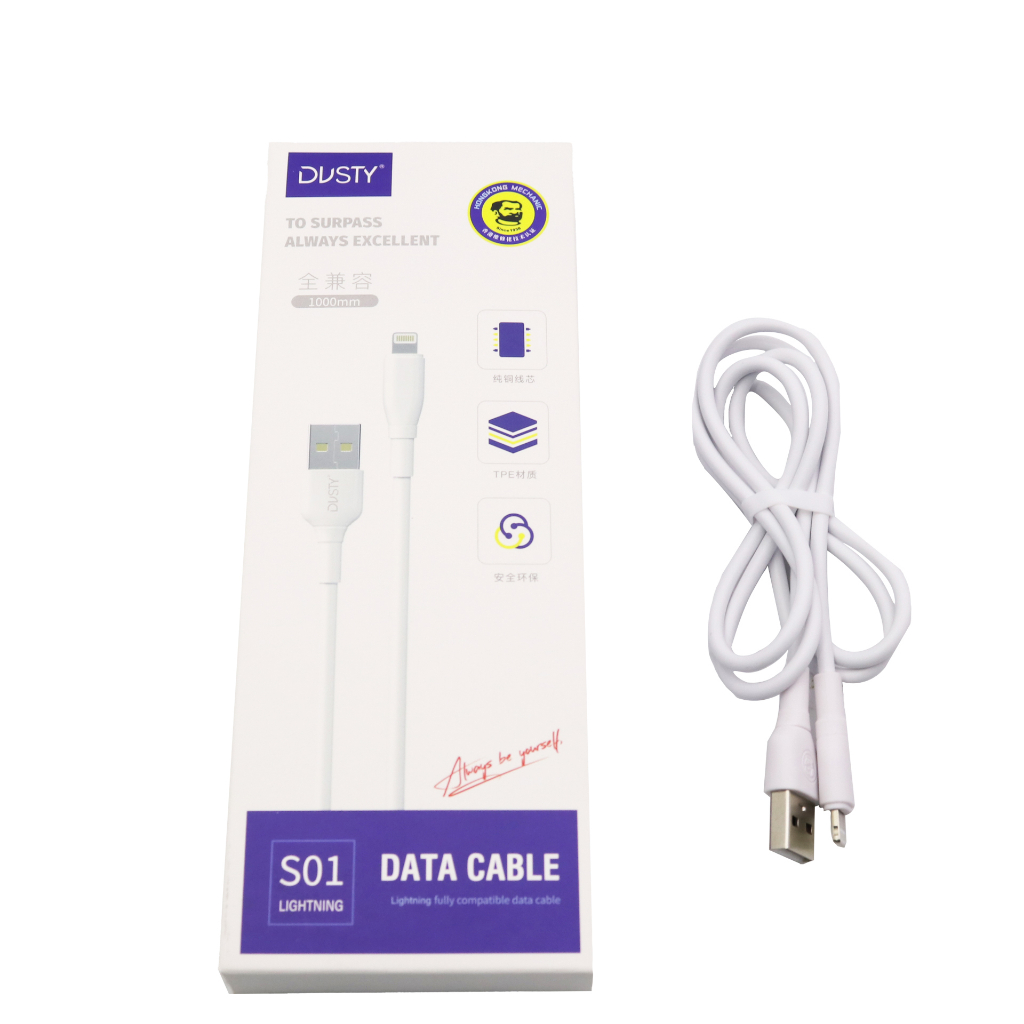 Mechanic Dusty S01 Iphone Kabel Data USB Iphone 2.4A 1M White ORI
