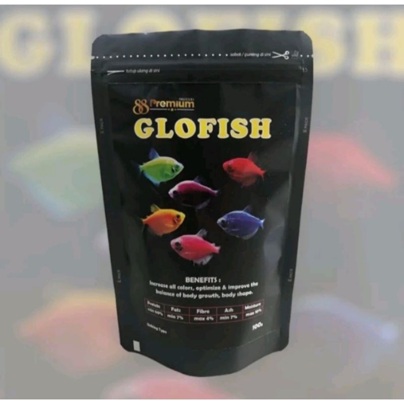 Pelet ikan PREMIUM 88 IKAN HIAS KECIL GLO FISH GLOW FISH TETRA
