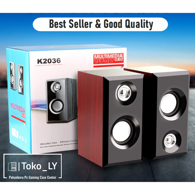 Speaker Kayu Komputer Laptop HP - USB Suara Jernih