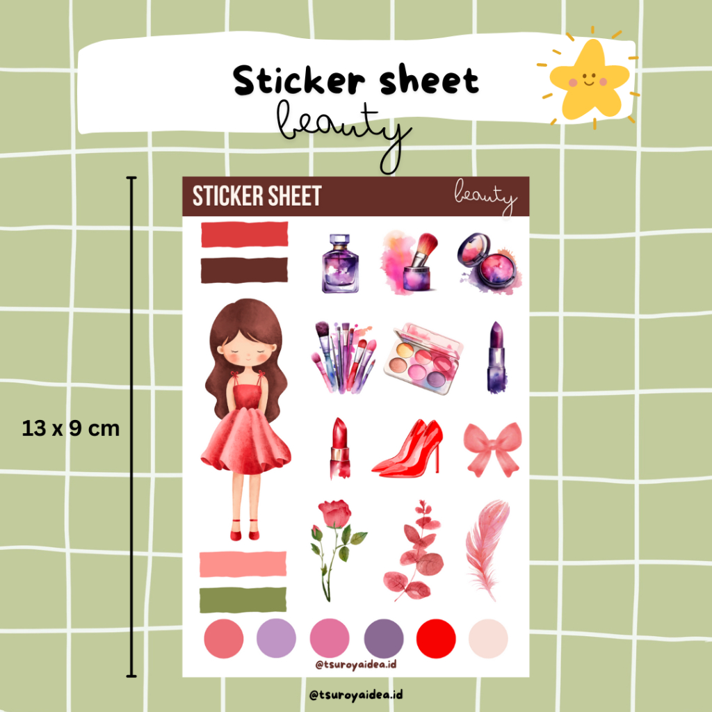 

SS025 - Beauty Sticker Sheet, Sticker Journal Lucu Aesthetic