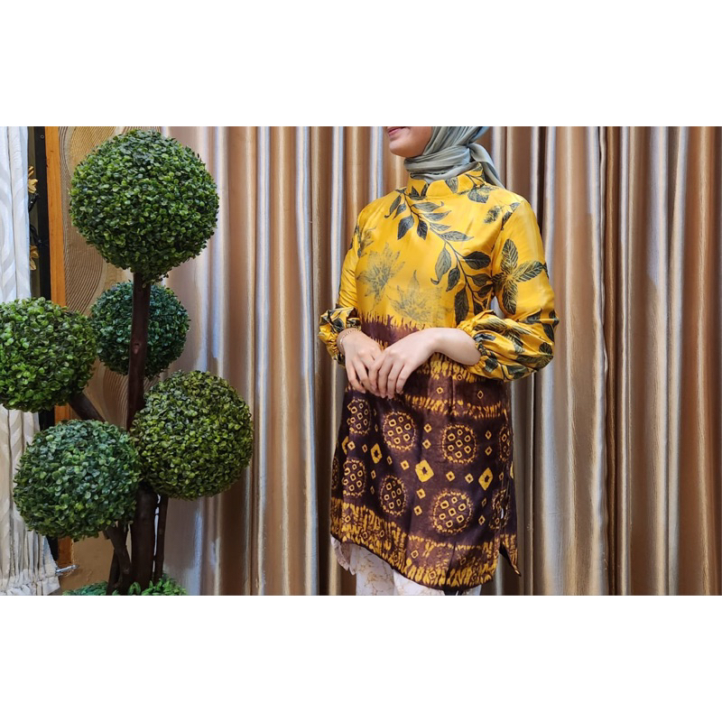 Atasan Tunik Jumputan ECOPRINT