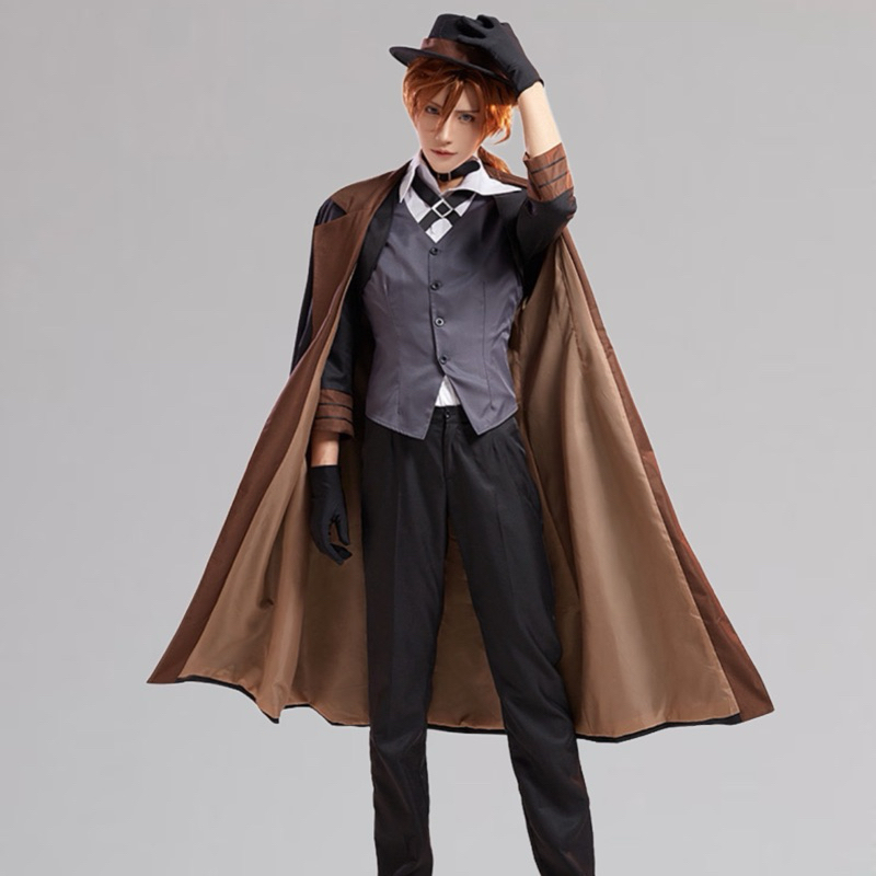 【Lolicos】Ready Bungou Stray Dogs Nakahara Chuya Cosplay Costume Import Fullset Wig Coat Suit Set Man