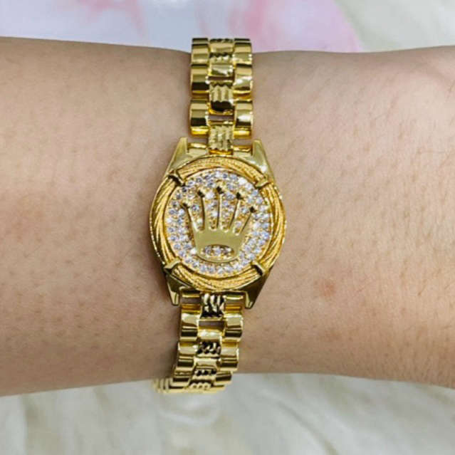 gelang model jam tangan mahkota permata elegant mewah emas asli kadar 875