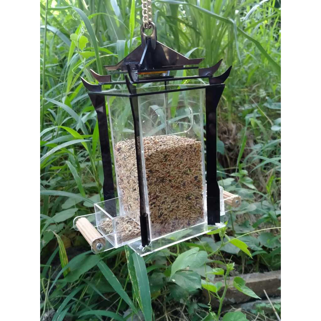 Pagoda tempat pakan burung, tempat pakan burung model pagoda, dispenser pakan, tempat pakan burung