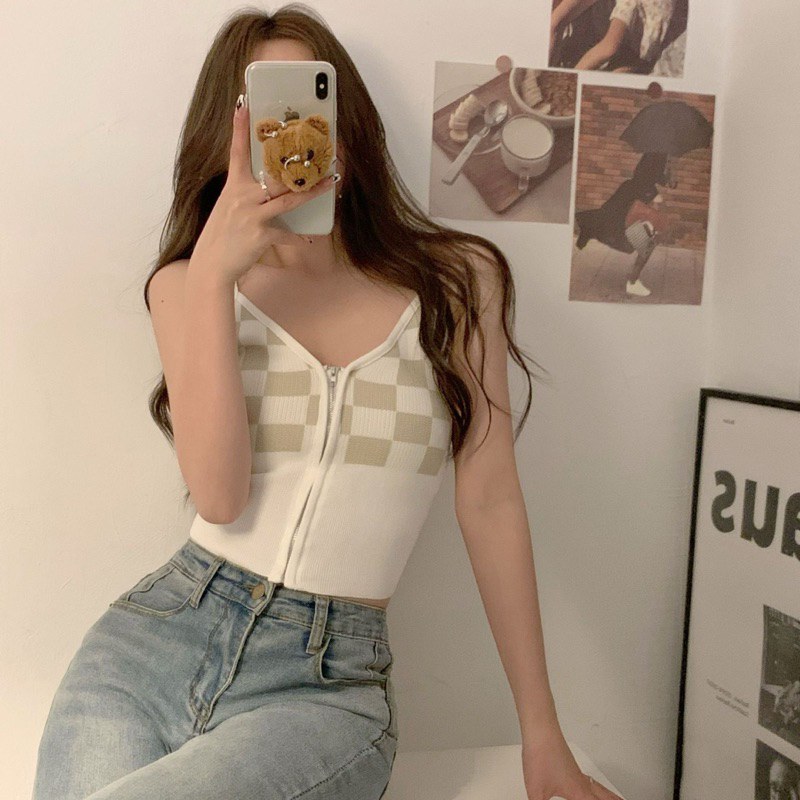 Knit Wear - Tanktop Wanita Korea Knit Daleman Rajut Cewek Import High Quality