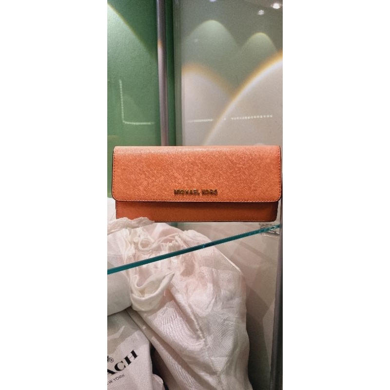 mk jetset wallet grapefruit preloved