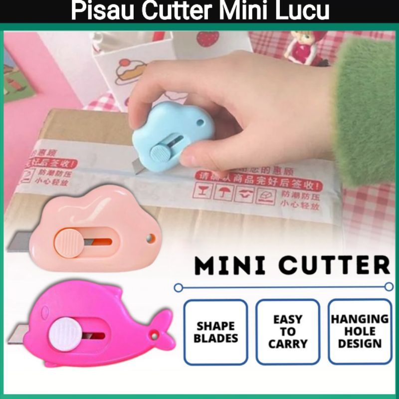

Pisau Cutter Mini Model Awan & Dolphin Alat Bantu Potong Kertas Plastik Unboxing Paket Perlengkapan ATK Sekolah Travel Size Cloud Shape Sliding Knife Kater Kecil Lucu Cuter