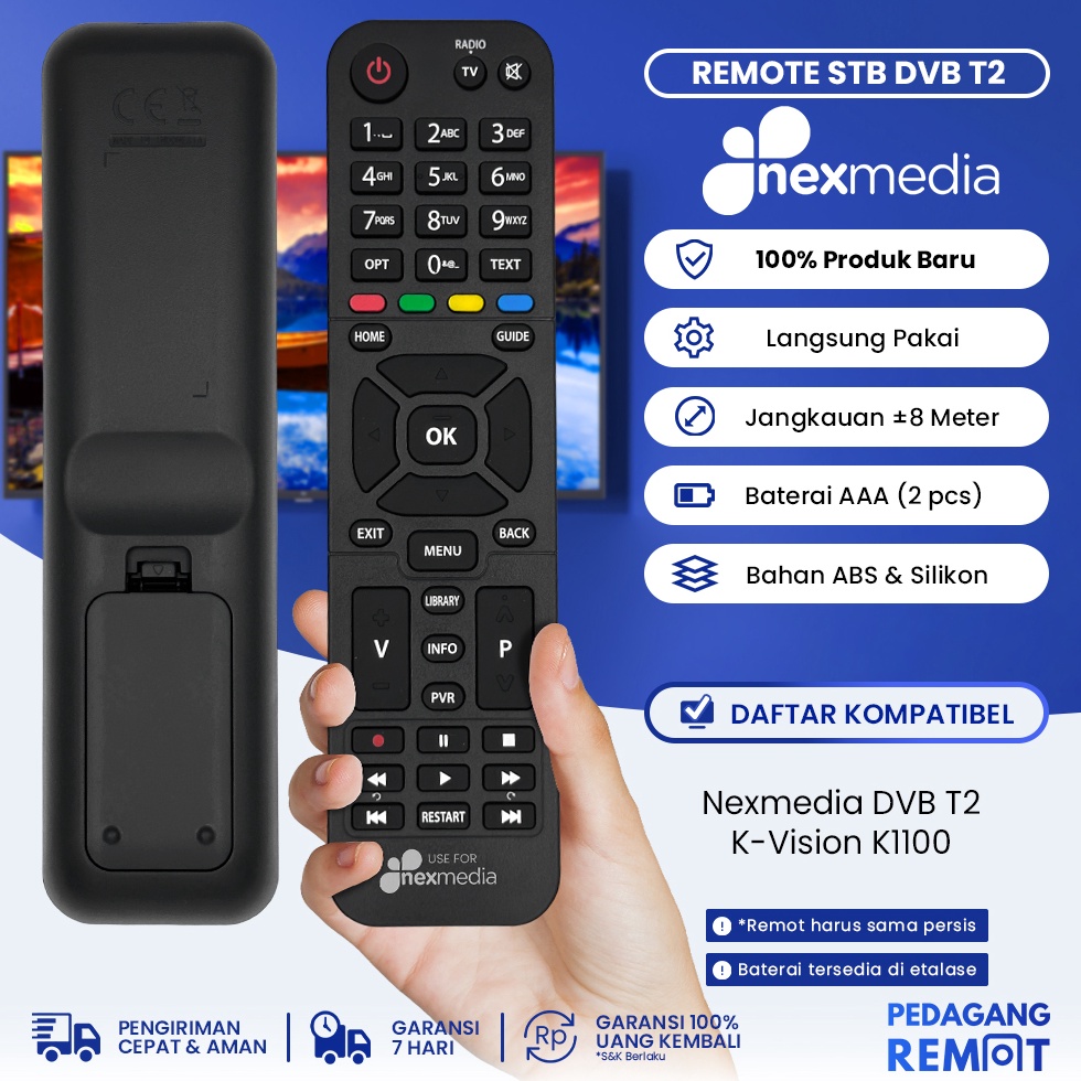 KHUSUS Remote STB Nexmedia DVB T2  Remot Receiver Parabola Set Top Box Nexmedia KVision K11