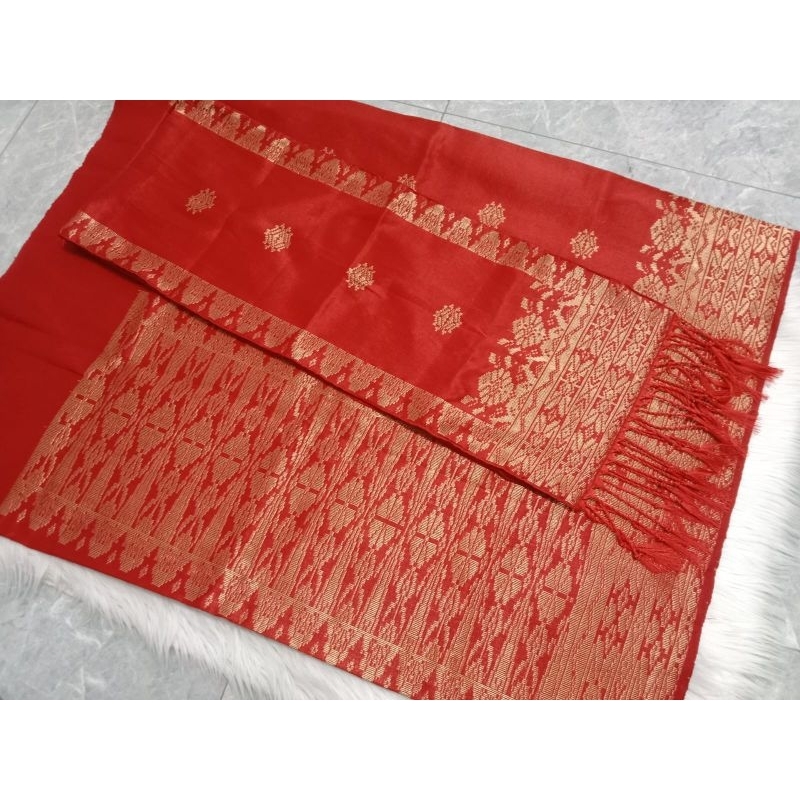 songket silungkang warna merah dara