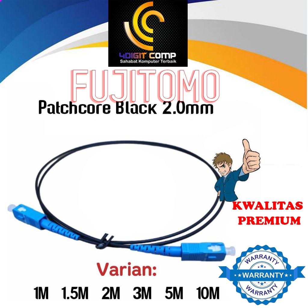 [ Paket murah 10pc ] Patchcore - Patchcord Bulat Black Xumikura 2mm [ High Quality ]