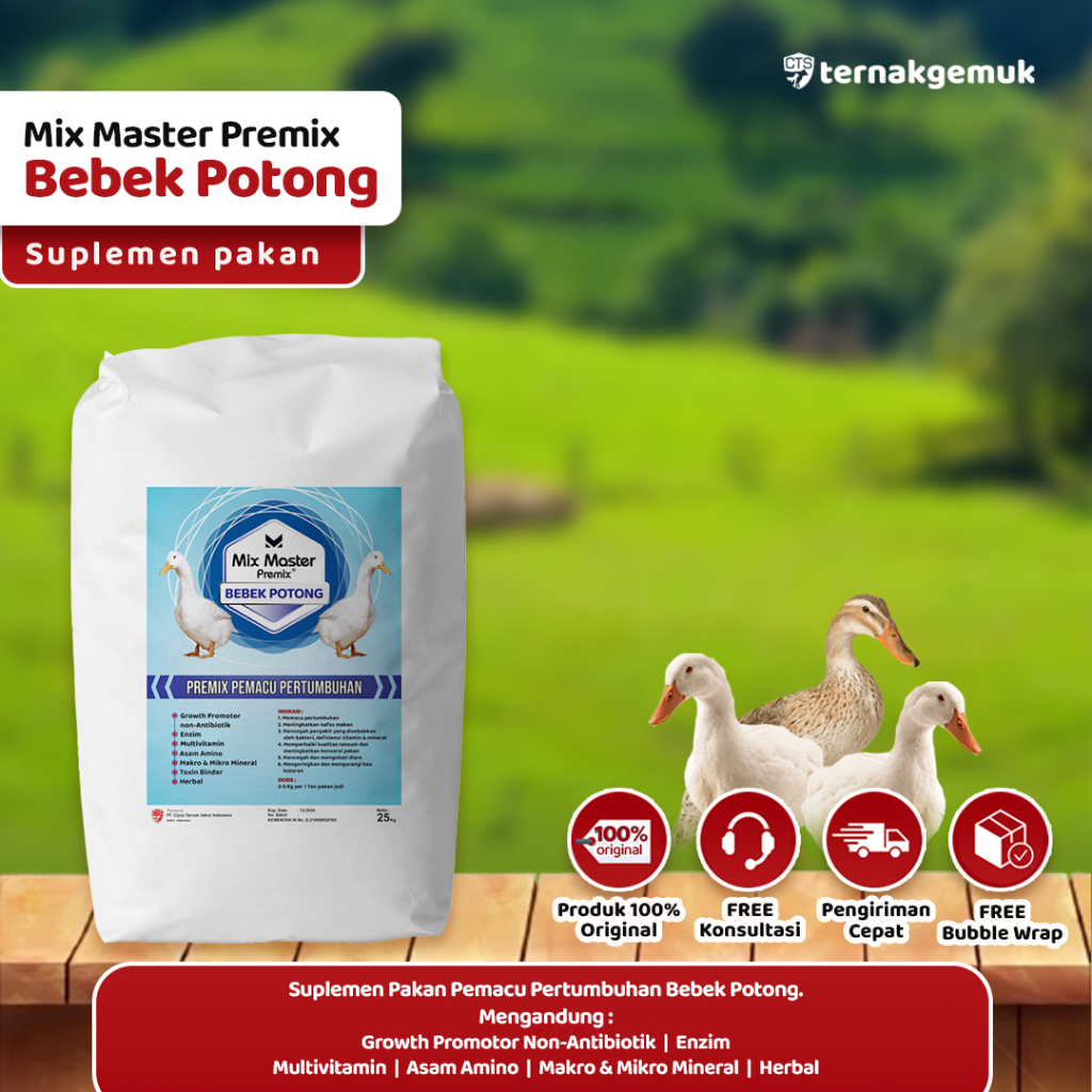 Mix Master Premix Bebek Potong - Suplemen Pakan Pemacu Pertumbuhan Bebek Potong