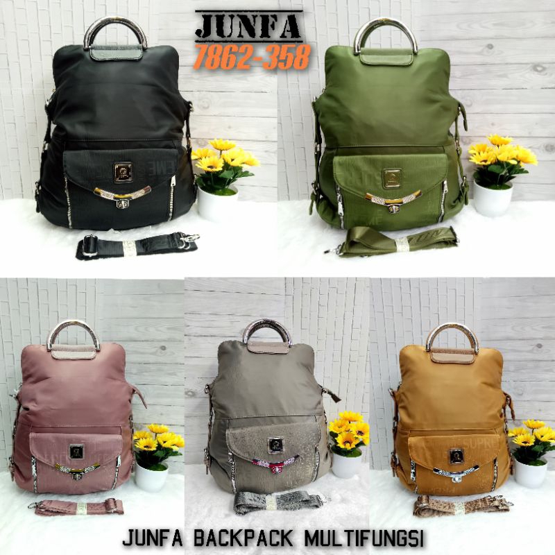 Tas wanita Ransel multifungsi 3in1 junfa 7862-358 Parasut ukuran labtop 15inci kualitas original