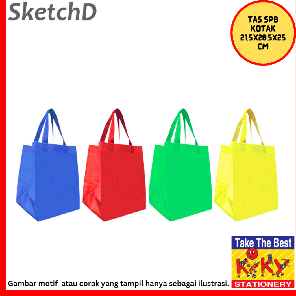 

Tas Spunbond kotak kain polos warna 21.5 x 28.5 x 25 Kiky Goodie Bag