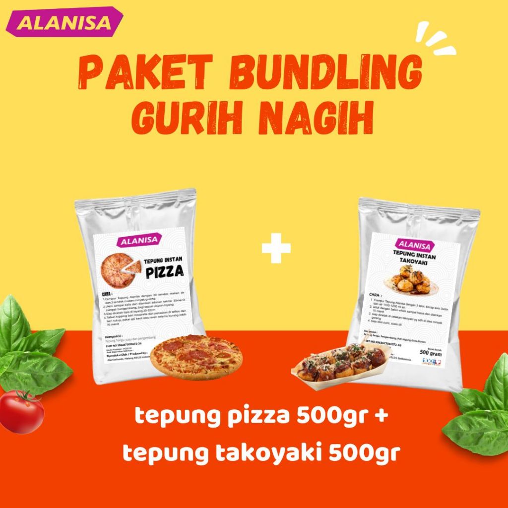 

BUNDLING GURIH NAGIH TEPUNG PIZZA 500GR + TEPUNG TAKOYAKI