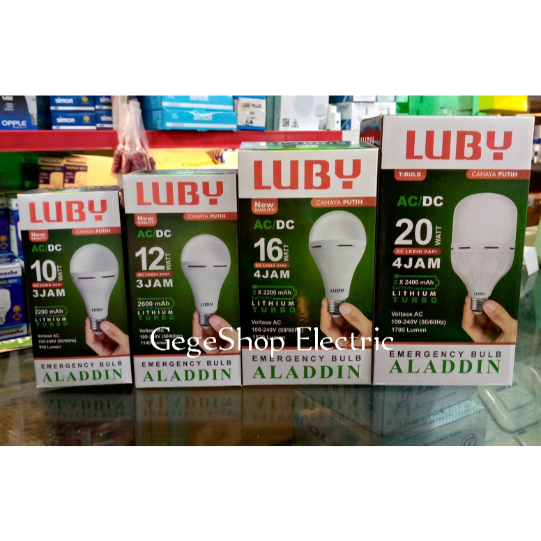 LAMPU LED EMERGENCY / LAMPU DARURAT LUBY ALADIN 10 WATT 12 WATT 16 WATT 20 WATT