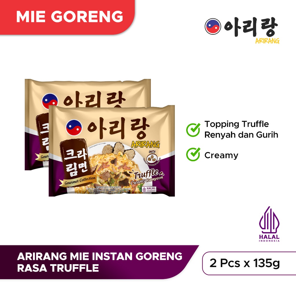 

2 Pcs Arirang Mie Instan Goreng Rasa Truffle Creamy Ramyeon 135g (AR114)