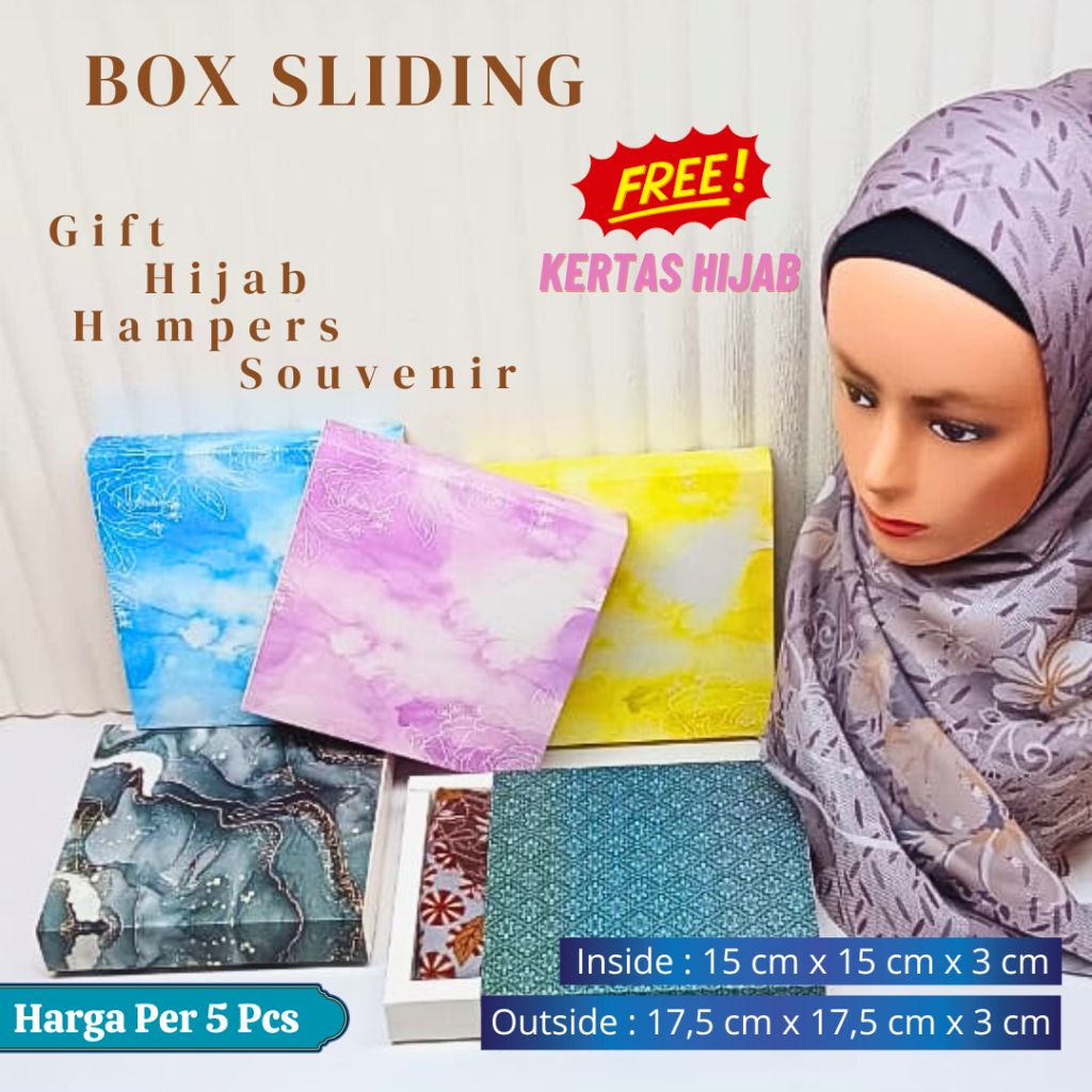 

BOX SLIDING MOTIF KOTAK ( 5 Pcs ) / SLIDING BOX / KEMASAN / GIFT / HAMPERS / HIJAB / PACKAGING