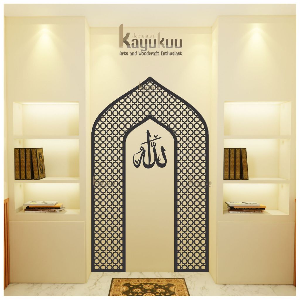 Kreasikayukuu Walldecor Hiasan Dinding "Mihrab Mushola Lengkung" Bahan Cutting Plywood 3mm