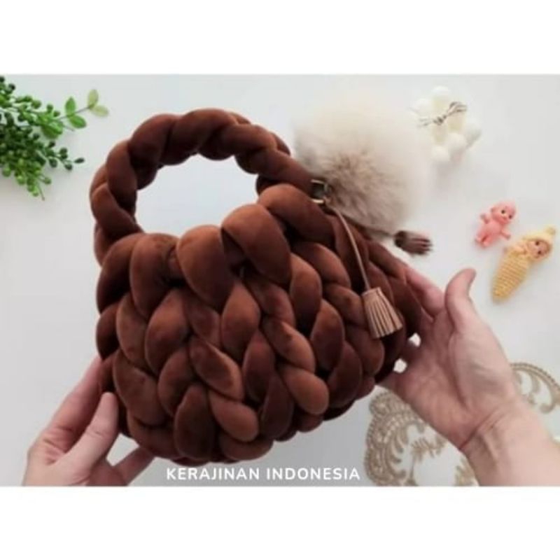 Pre Order - Tas wanita / Tas Murah / Chunky Velvet Yarn Bag / Tas Rajut / Tas Korea / Tas Viral / Ta