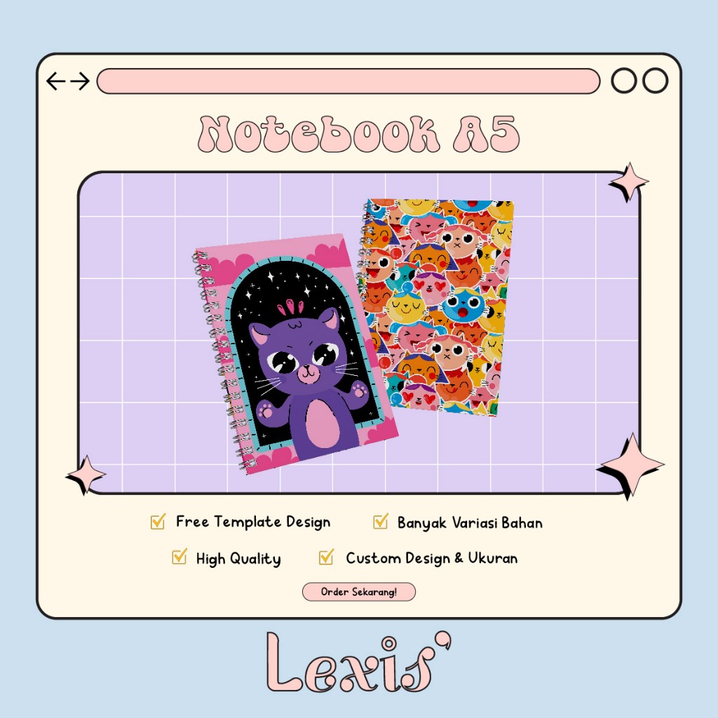 

NOTEBOOK /JURNAL/DOTTED / BLANK /LINE A5/ BUKU CATATAN RING / BUKU TULIS RING - LEXIS PRINT