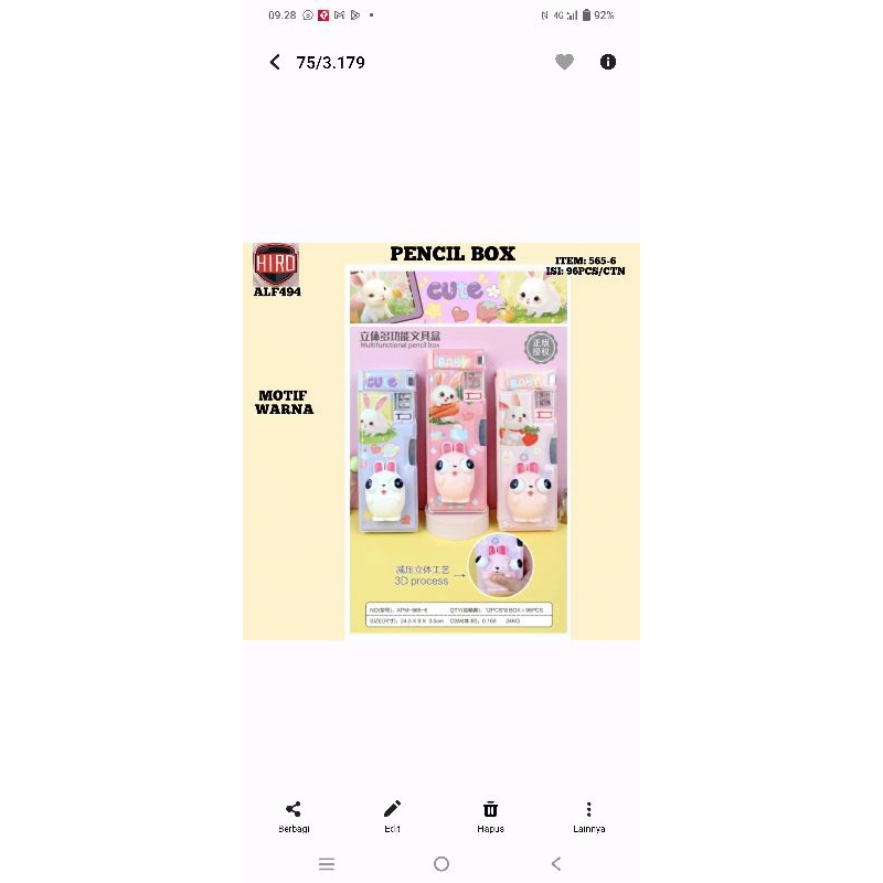 

New tempat pensil 3D motif kekinian