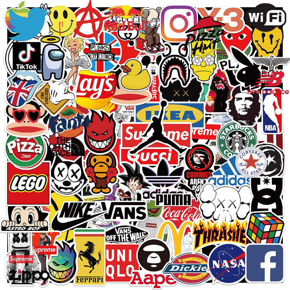 

Hot Logo brand Stiker Mode hypebeast Stiker Anti Air Stikers Berperekat Waterproof sticker decal buat Motor Helm Buku Journal Koper Casing HP Laptop Botol Minum