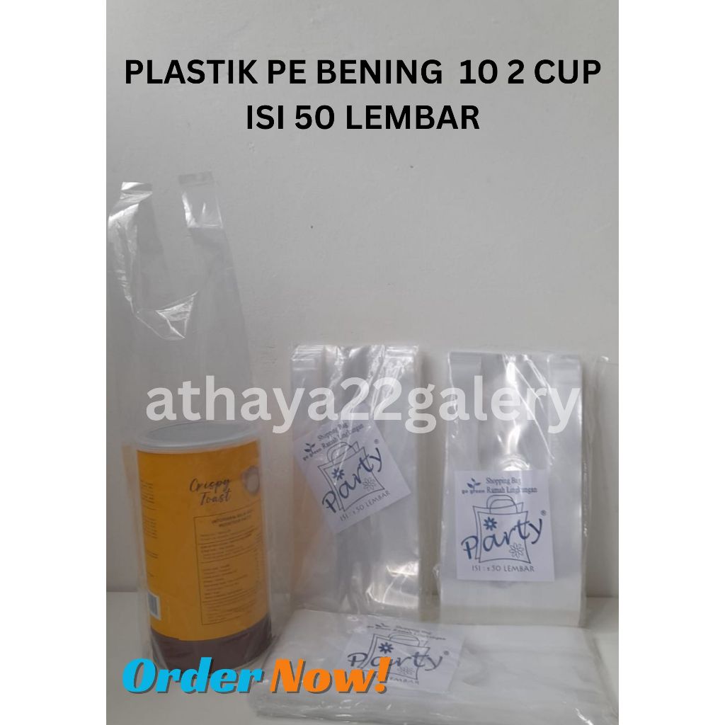 PE 10 Kantong Kresek/Plastik Take Away 2 Cup Bening /kresek plastik minuman 2 cup (ISI 50 LEMBAR)