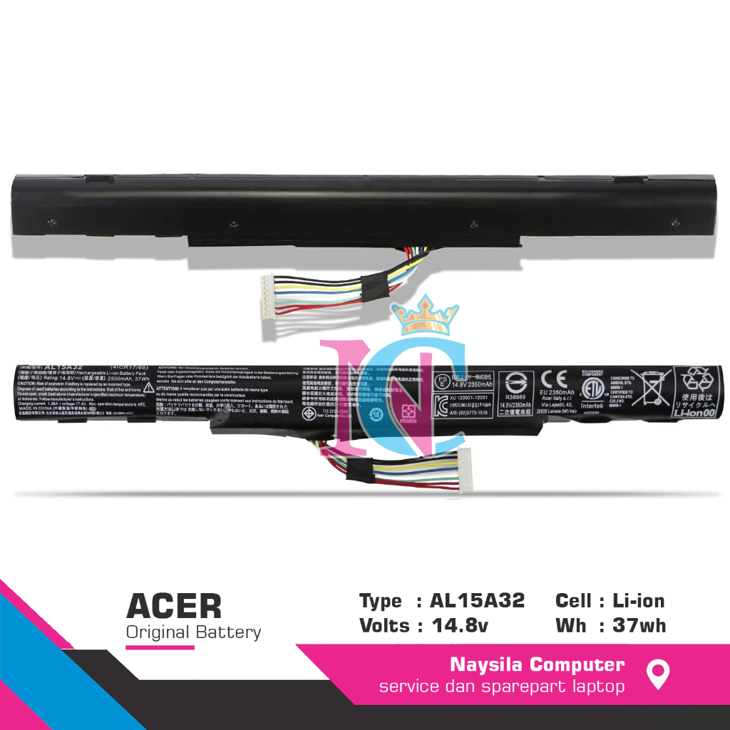 Baterai Original Acer Extensa 2520 2520G - AL15A32 4ICR17/65