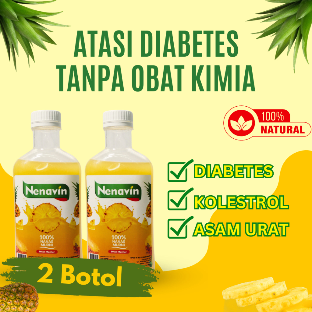 

NENAVIN 2 Botol 300ml - CUKA NANAS - Membantu Atasi Diabetes, Asam Urat dan Kontrol gula dalam darah