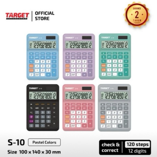 

Kalkulator Target S 10 | Dekstop Calculator | 12 Digit Pastel colors | Check & Correct