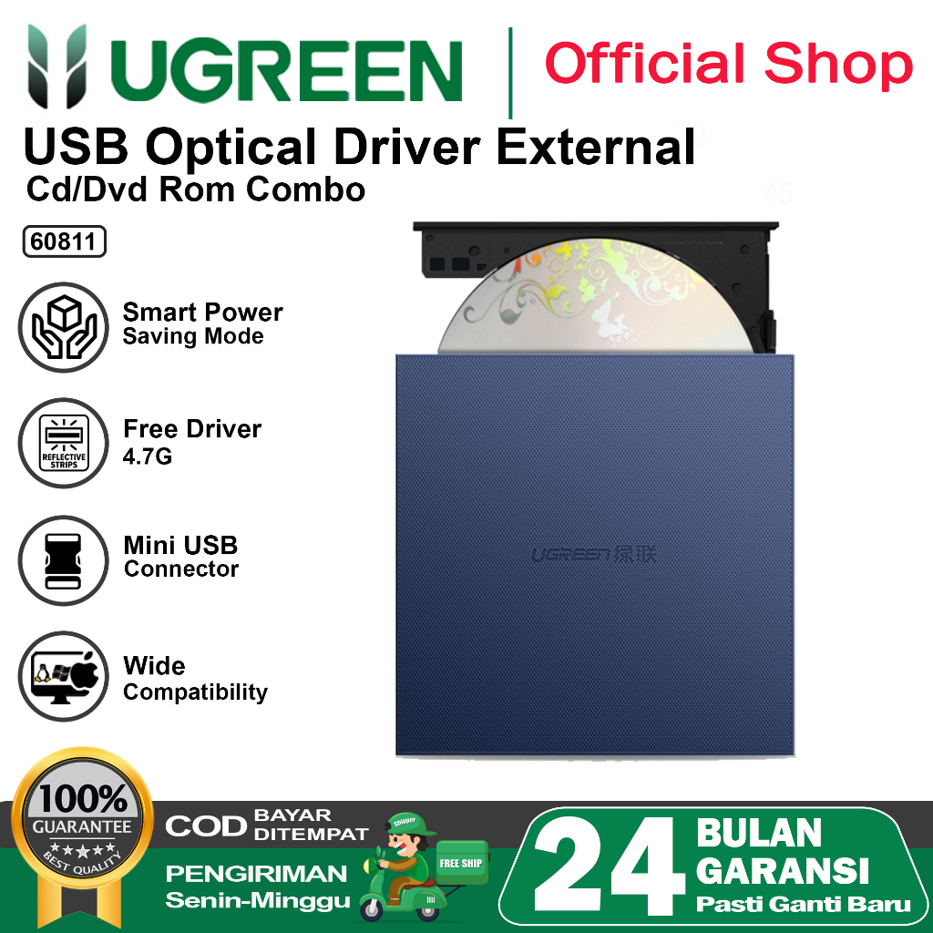 UGREEN CD ROM Drive External USB 2.0 CD/DVD-ROM Combo DVD RW ROM