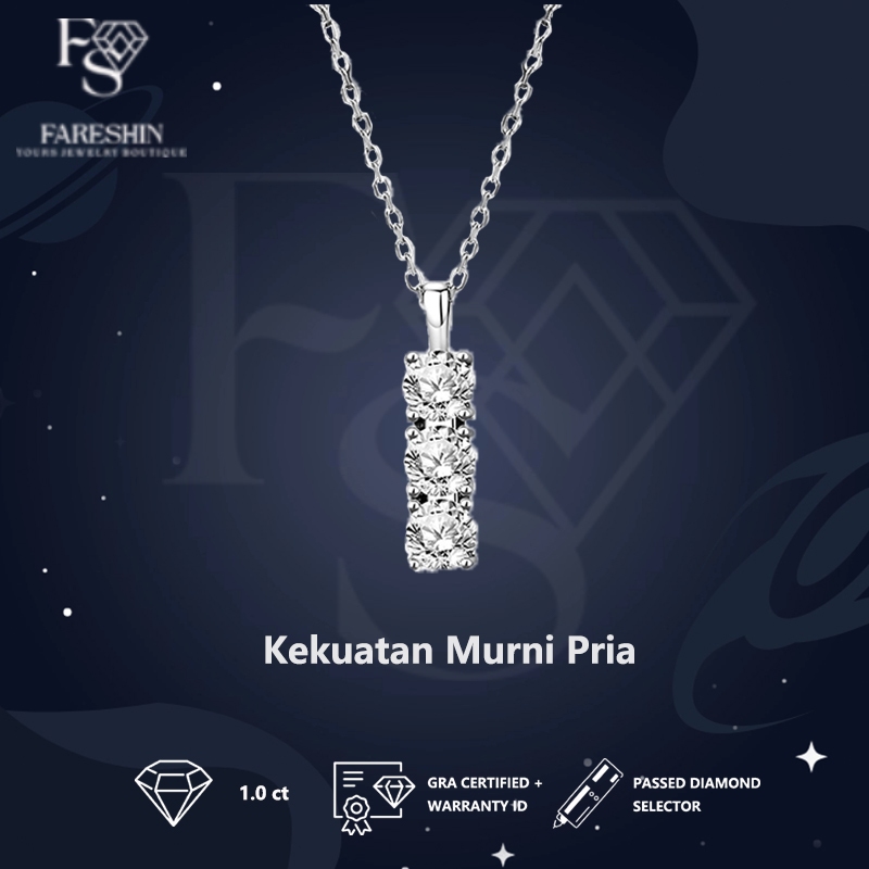 Kalung Wanita Moissanite Necklace Kalung 1.5 Carat Sterling Silver 925 Fareshin Jewelry