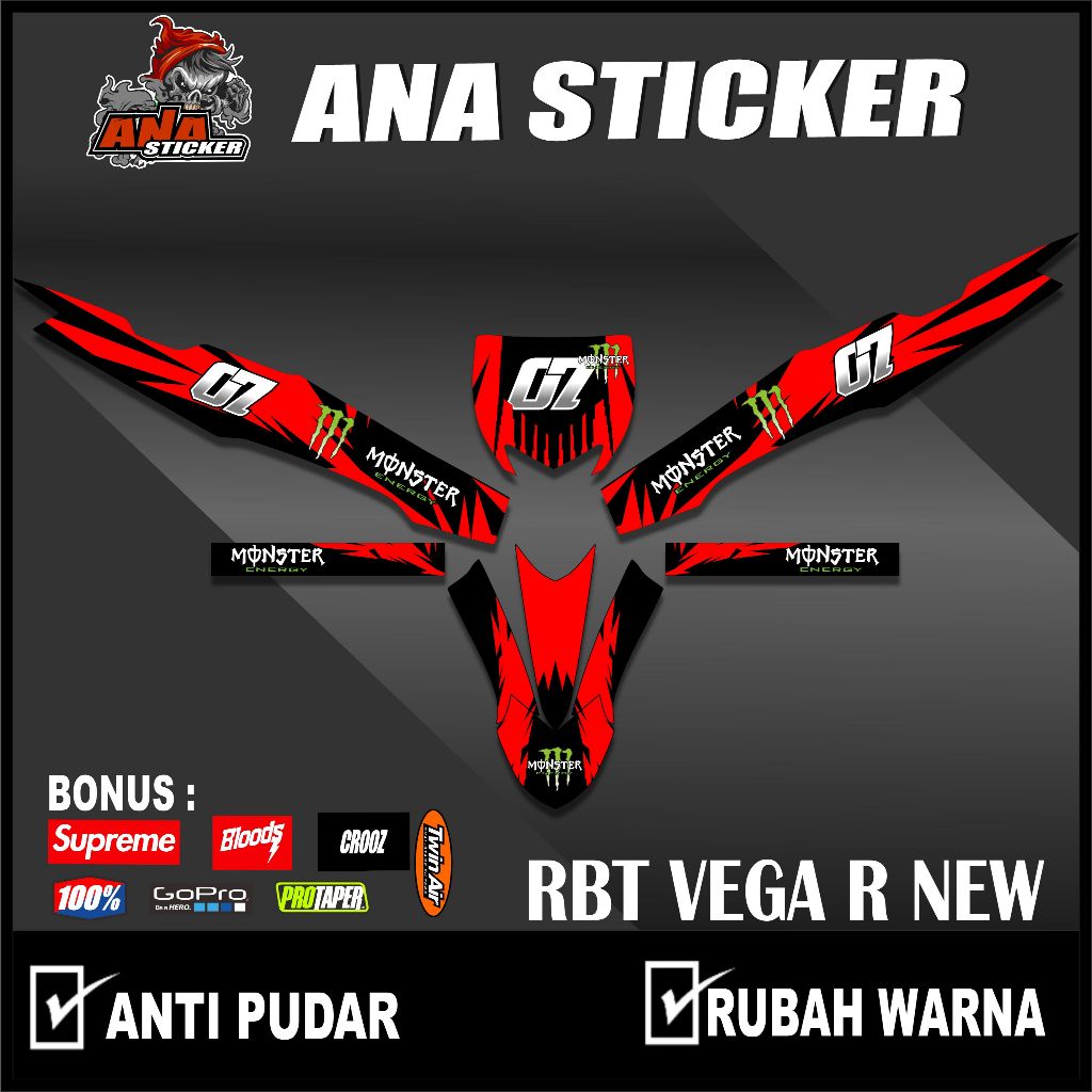 COD Sticker STRIPING semi fullbody VEGA R NEW   rbt SUPRA MODIF MONSTER YZ CRF KLX RBT new terbaru M
