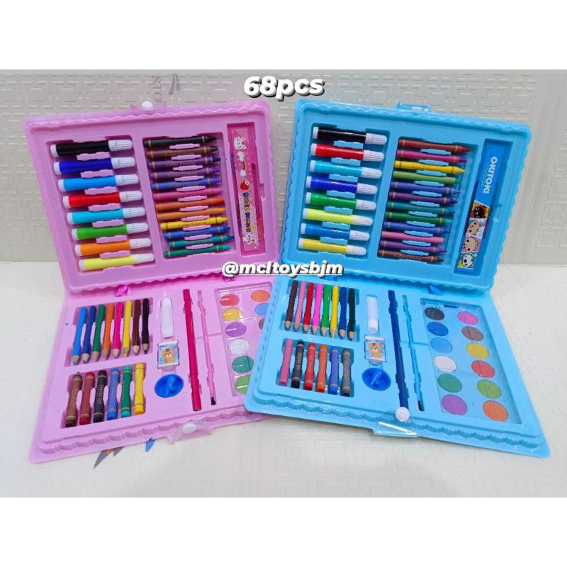 

Crayon Art Set 68pcs & 86pcs Pensil krayon warna set viral lengkap dengan kuas lukis cat air penggaris serutan