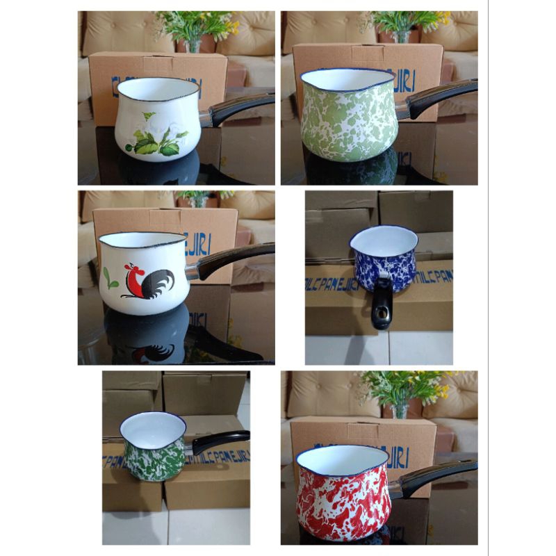 Panci susu kedaung blirik tebal enamel Milk pan Ejiri blirik