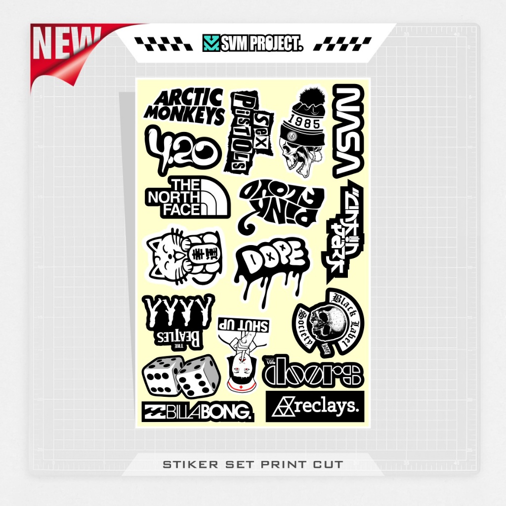 

STICKER PACK VINYL / MOTIF MUSIKAL / STIKER SET / HP LAPTOP / HELM / BRAND / INTIP / WATERFROOF