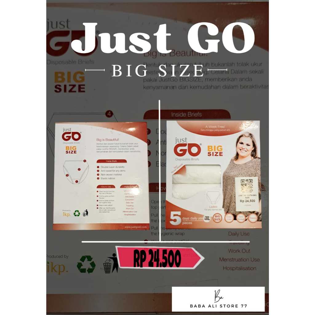 BabaAli - Celana dalam kertas sekali pakai WANITA JUST GO Big Size jumbo size XXXLL