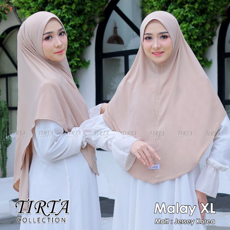 TIRTA-Hijab instan jilbab bergo MALAY TIRTA size XL kerudung Khimar syar'i bahan Jersey Korea terbar