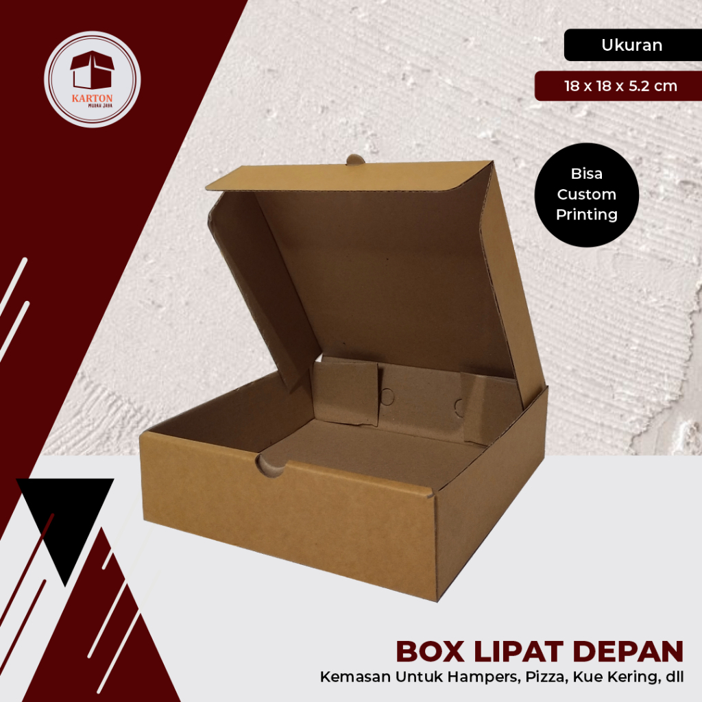 

KARDUS/BOX LIPAT DEPAN UK. 18 x 18 x 5 cm - Hampers/Packaging/Karton/GiftBox/Polos