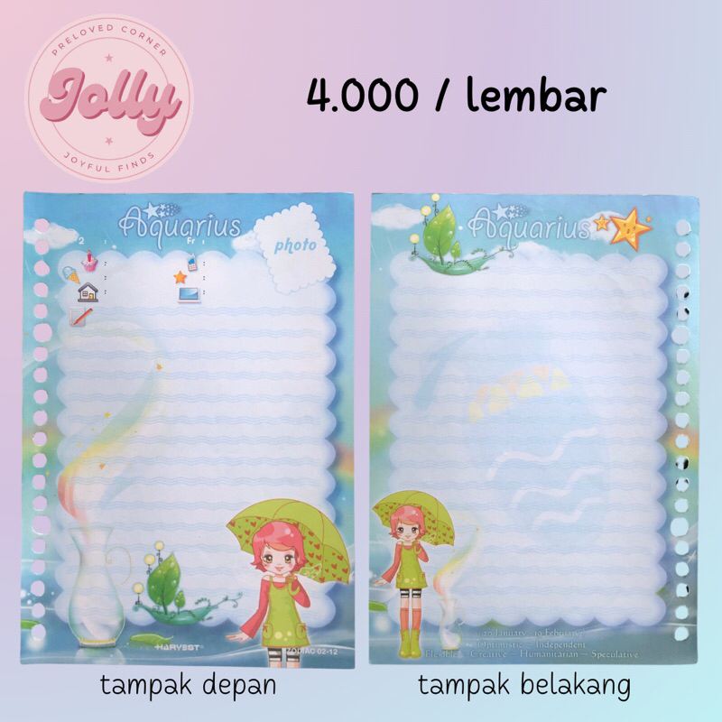 

Isi Binder / Loose Leaf Harvest A5 Edisi Zodiac no 02-12 ( Aquarius )