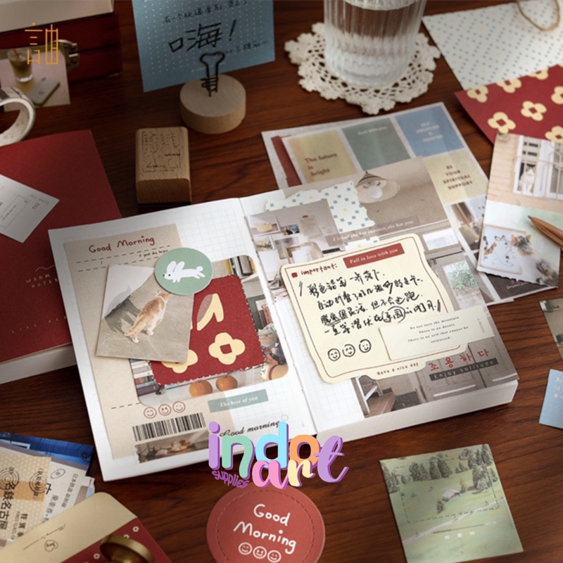 

(IAS) Journal Kit Set Gift isi 122pc Set 9 in 1 Warm Mail / Scrapbook Vintage Memo Pad RB9