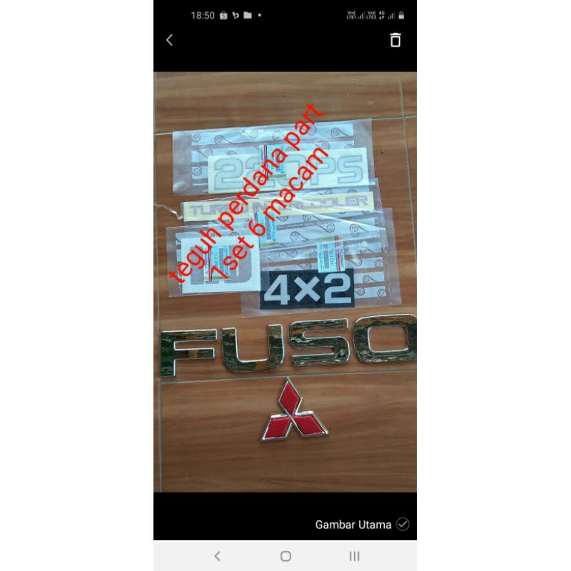 Emblem fuso 220ps 4x2 original 1set 6macam yg original stikernya