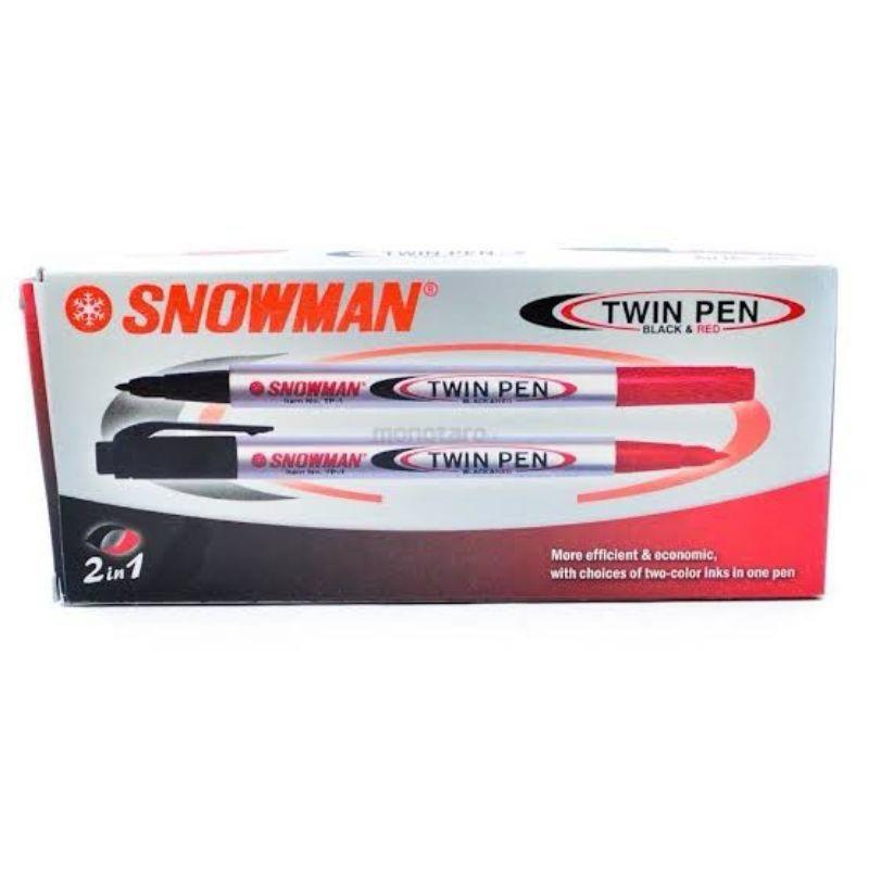 

TWIN PEN SNOWMAN murah 2 in 1 hitam merah