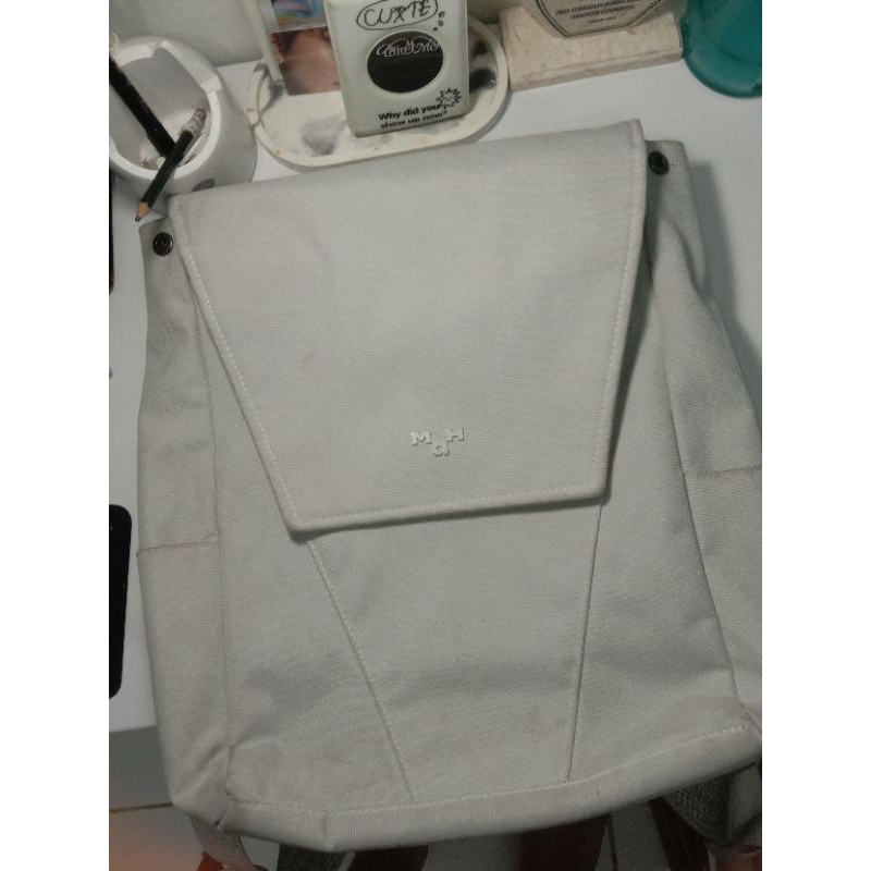 TAS RANSEL WANITA PEREMPUAN MAH PRELOVED WARNA PUTIH GREY