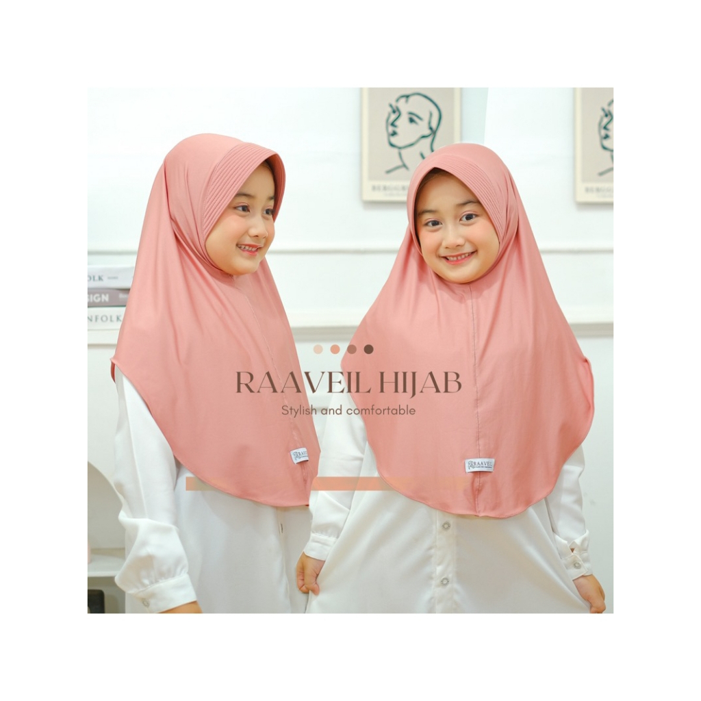 Hijab bergo Khimar anak 6-10 tahun jersey premium Kerudung anak perempuan jilbab instan anak tanggun