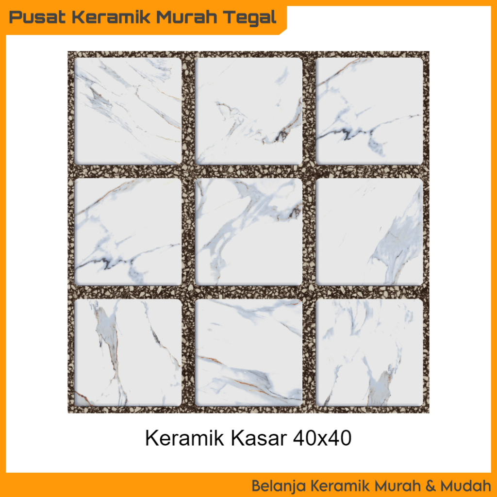 Keramik Lantai Kasar 40x40 Fiji White Motif Kotak Putih Minimalis (Tegal Brebes Pemalang Slawi)