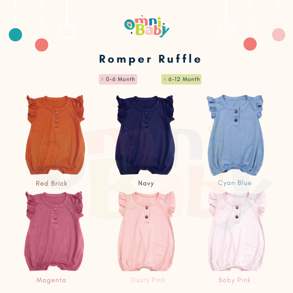 Omnibaby Romper Ruffle Jumper Bayi Perempuan Fashion 0-12 Bulan SNI