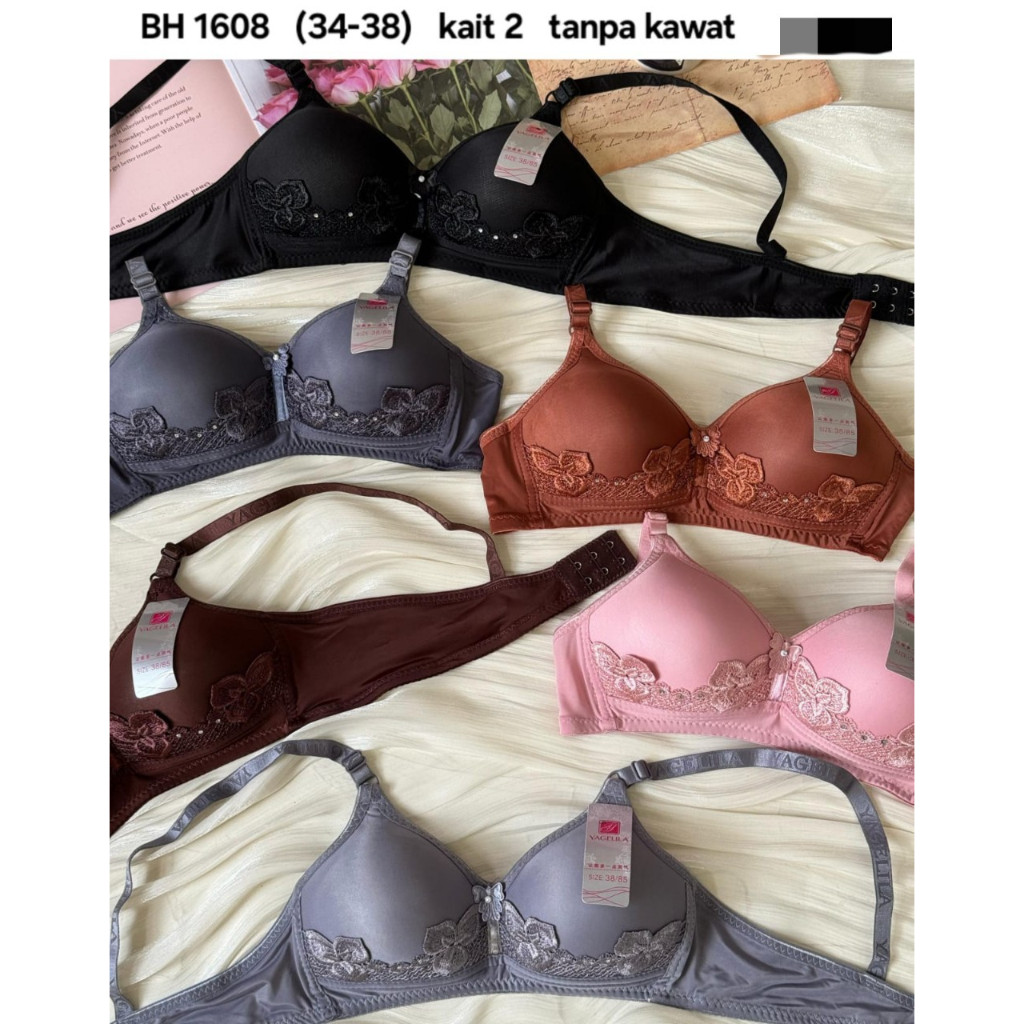 BRA/BH gadis elegan mewah CUP A 3PCS BRA bordir lace kait 2  Cup A Tanpa Kawat Yagelila 1608 Bh/ BRA